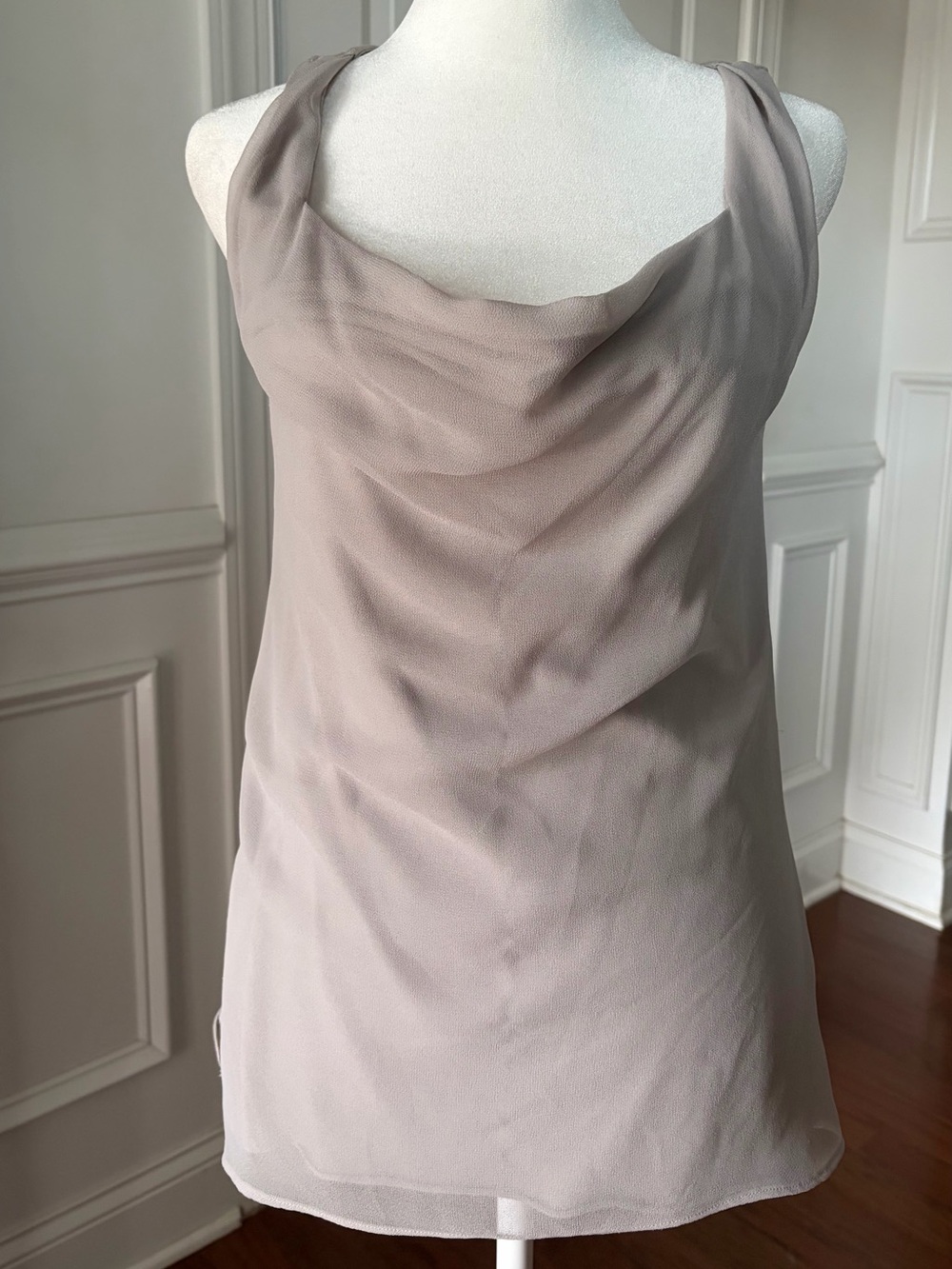 Simply Vera Vera Wang Taupe Cowl Neck Sleeveless Chiffon Top | XS